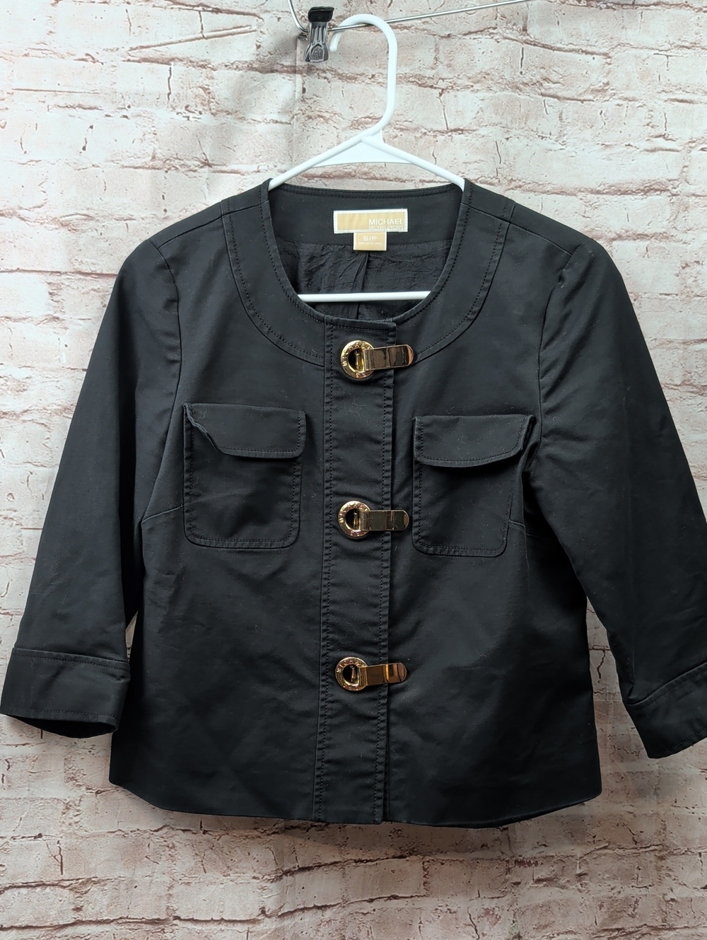 Michael Kors Black Jacket with Gold Buckle Closures Small